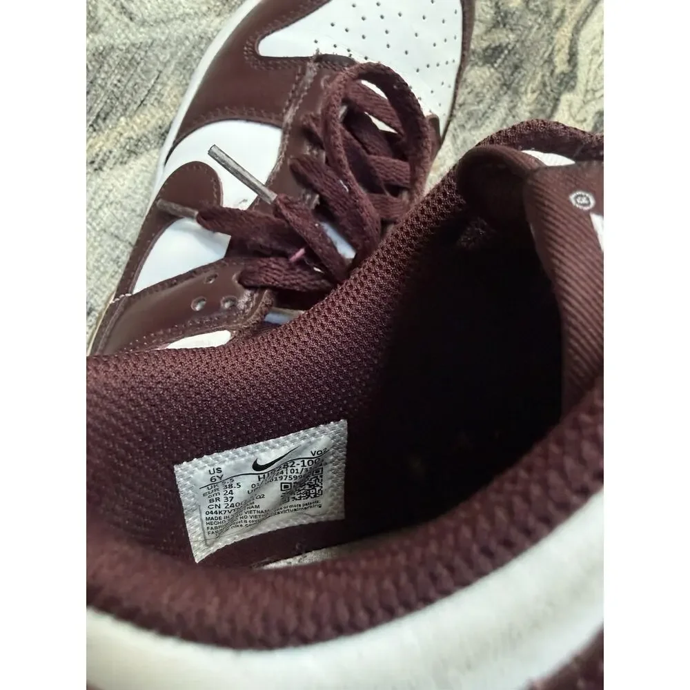 Big Kid's 6Y Nike Dunk Low BG White/Burgundy HJ9282 100 WORN 1x Women’s 7.5
